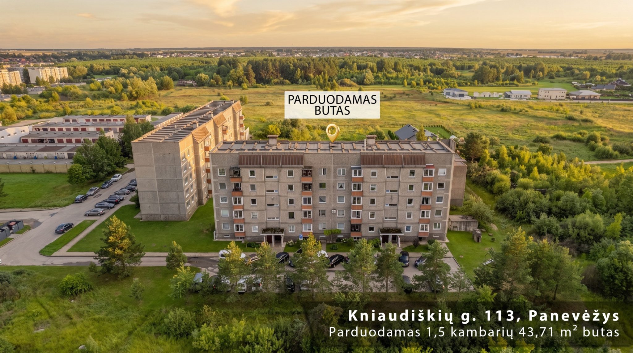 Erdvus 1,5 kambario butas išskirtinėje vietoje, Kniaudiškių g. 113, Panevėžys, Kniaudiškiai – nuotrauka 1